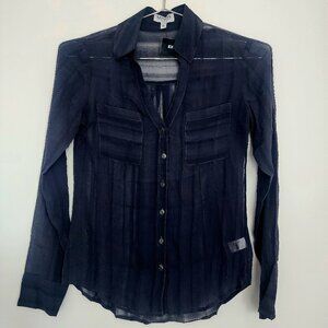 NWT. Express Portofino Sheer Slim Convertible Shirt, Size XXS
